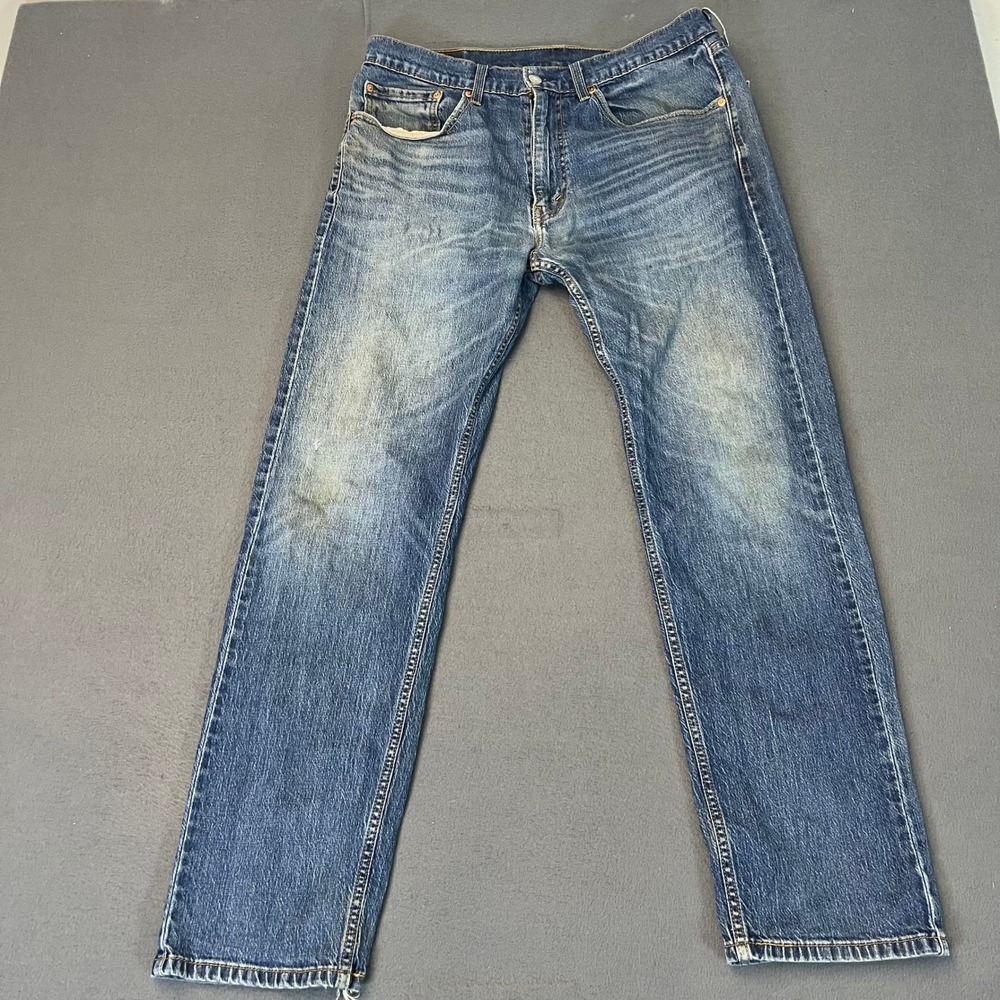 Levi Strauss 505 Regular Fit Jeans Mens W34 L32 Blue Denim Straight Leg Workwear